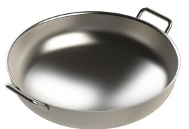 Wok pan with stainless steel handles