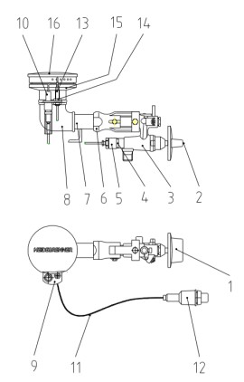 7. Mischrohr 3/4 kurz, m. Halter