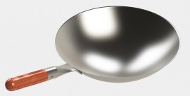 Wok pan with olive wood handle