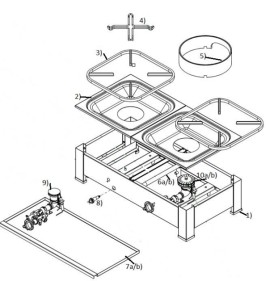 2. Cooking hollow 410 x 410 x 70 mm