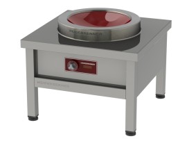 Induktion Wok Hockerkocher -  16kW, Ø400mm Wok-Cuvette, mit Ring + Rollen